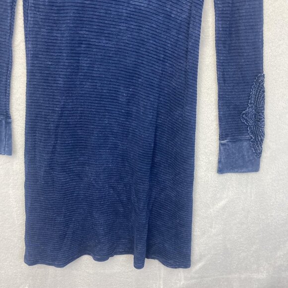 ABLE Waffle Knit Long Sleeve Dress Sz Medium Distressed Boho Anthropologie Blue - Picture 14 of 14